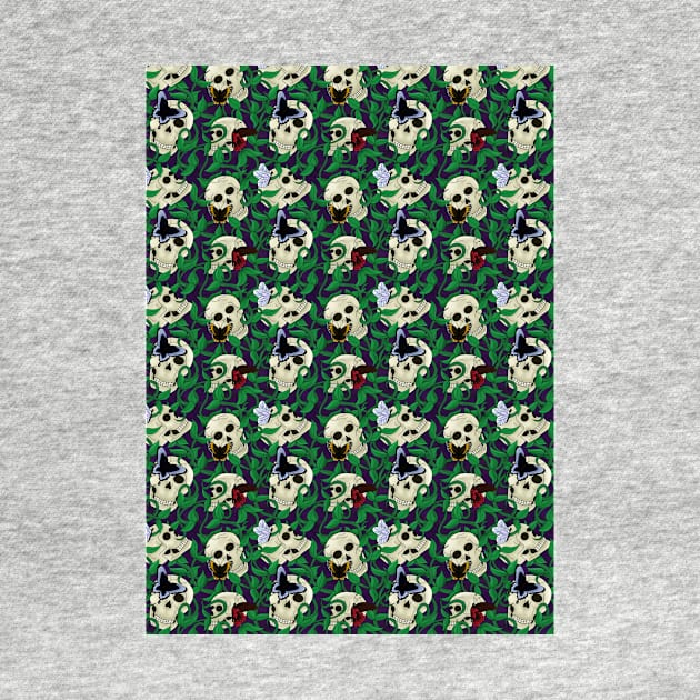 Skulls and Butterflies Spooky Pattern by GenAumonier